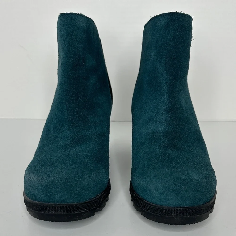 Sorel Joan of Arctic Wedge II Side Zip Boots Blue Suede Women's Size US 9‎ EU 40